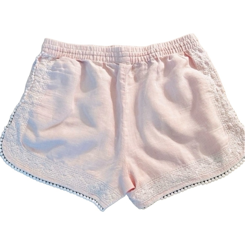 Cynthia Rowley 100% Linen Shorts 3” Inseam Side Pockets and Elastic Waist Size M